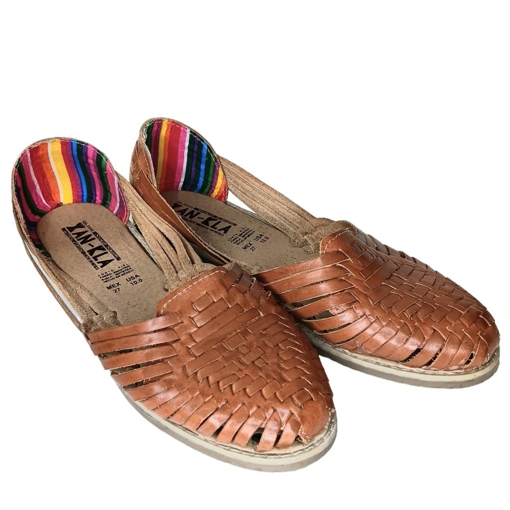 Women’s Tan Woven Leather Slingback Sandals